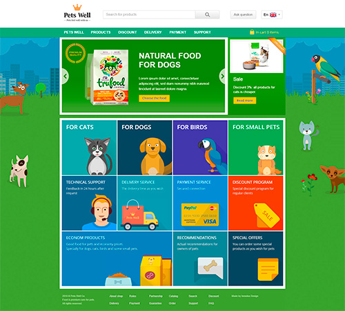 Разработка интернет-магазина Pets Well по продаже товаров для животных