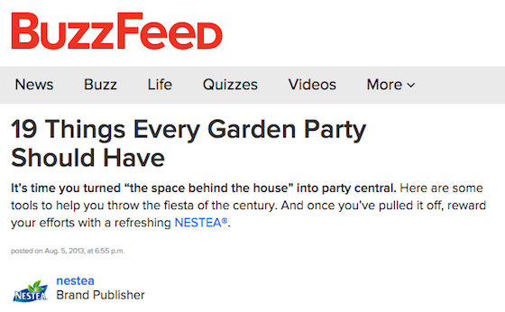 Buzz Feed: нативная реклама в статье