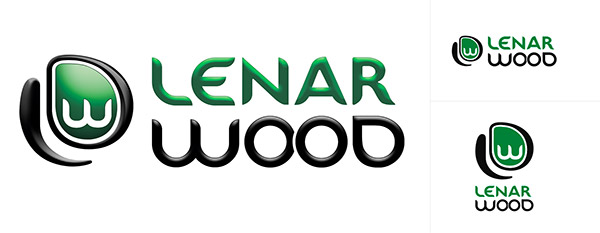 Горизонтальное и вертикальное представление логотипа компании LENAR WOOD