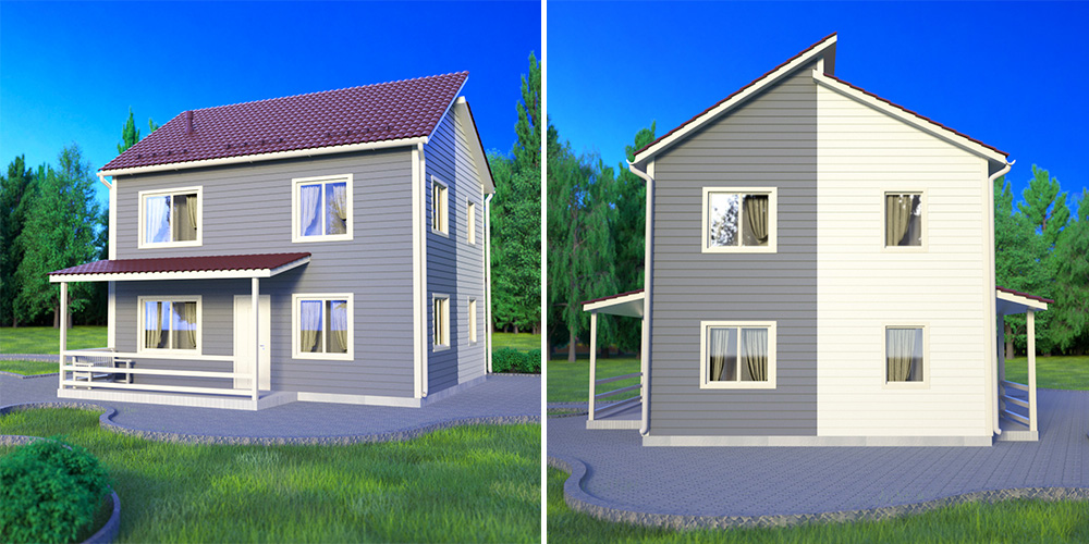 3D визуализации типового дома по канадской технологии SIP для ООО «СИП Хауз»