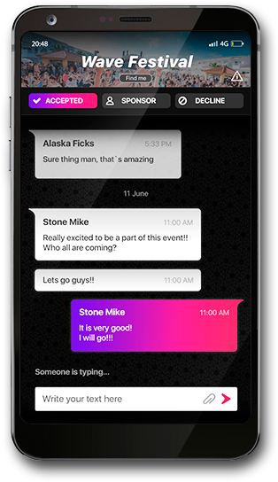 Мобильное приложение Wavey разработано в Лондоне для активных участников музыкальных фестивалей, объединенных музыкальными вкусами.