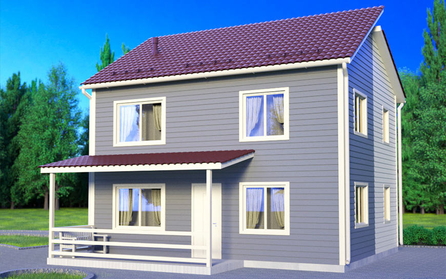 3D визуализация проекта дома из SIP панелей для компании Сип-Хауз